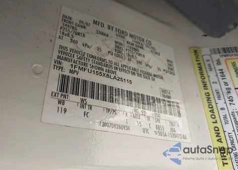 2008 Ford Expedition Xlt из США, поврежденный, VIN 1FMFU155X8LA25115